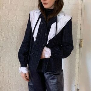 Chanel sailor piter pan collar tweed button down tassel jacket sz 36/ 4